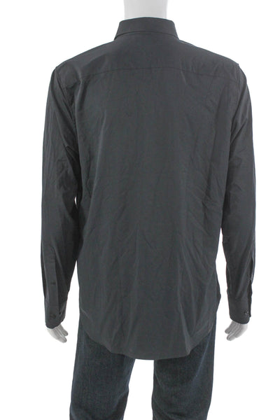 Bonobos Mens Button Front Long Sleeve Collared Lightweight Shirt Black Large