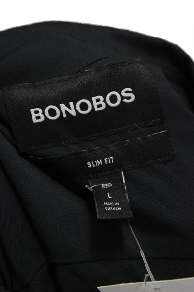 Bonobos Mens Button Front Long Sleeve Collared Lightweight Shirt Black Large