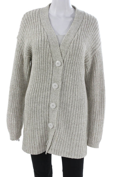 Treasure & Bond Womens Gray V-Neck Cardigan Recycled Cotton Long Sleeve Size XS