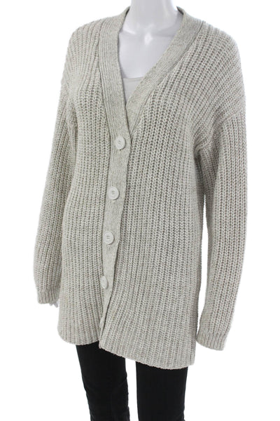 Treasure & Bond Womens Gray V-Neck Cardigan Recycled Cotton Long Sleeve Size XS