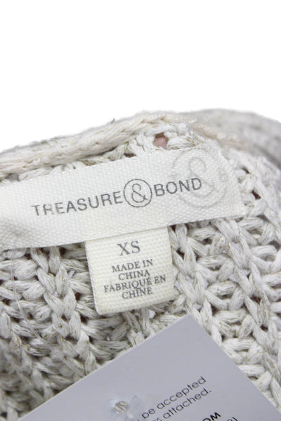 Treasure & Bond Womens Gray V-Neck Cardigan Recycled Cotton Long Sleeve Size XS