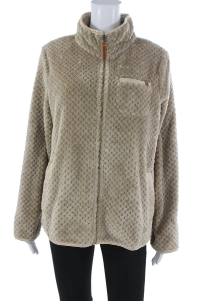 Simply Southern Women Basic Jacket Beige Zip Long Sleeve Polyester Size M