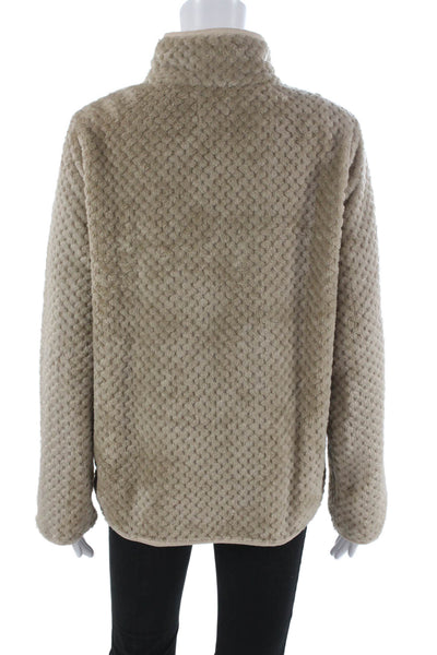 Simply Southern Women Basic Jacket Beige Zip Long Sleeve Polyester Size M