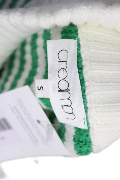 Creamon Womens Pullover Sweater Green Turtleneck Striped Acrylic Bust 42 Size S