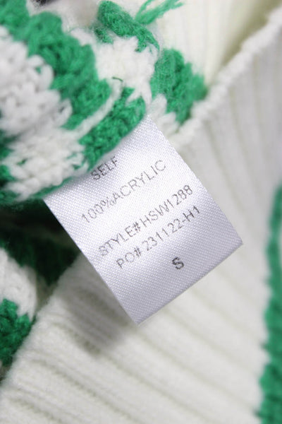 Creamon Womens Pullover Sweater Green Turtleneck Striped Acrylic Bust 42 Size S
