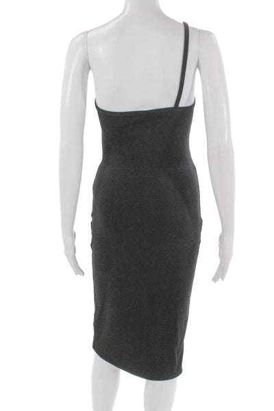LNA Women Bodycon Gray Rayon One Shoulder Sleeveless Knee Length Dress Size S