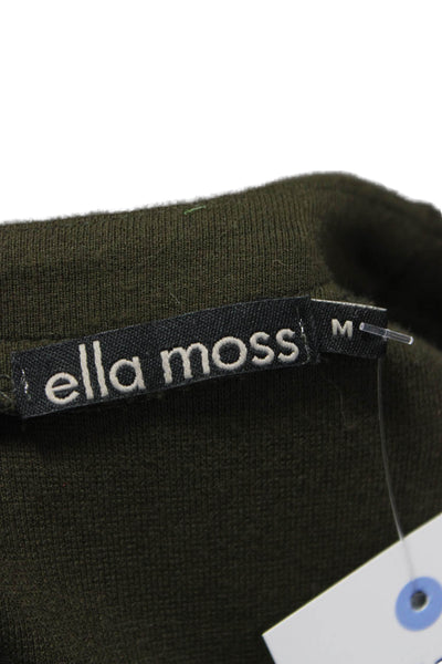 Ella Moss Women Bodycon Dress Green Scoop Neck 3/4 Sleeve Zip Size M