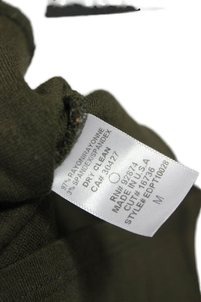 Ella Moss Women Bodycon Dress Green Scoop Neck 3/4 Sleeve Zip Size M
