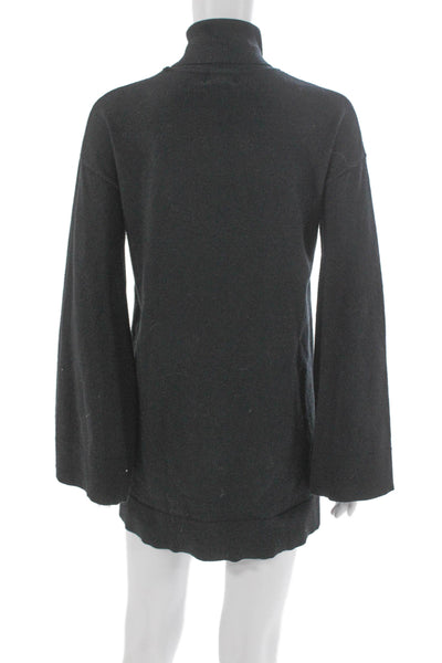 LPA Womens Sweater Dress Black Turtleneck Long Sleeve Short Size S