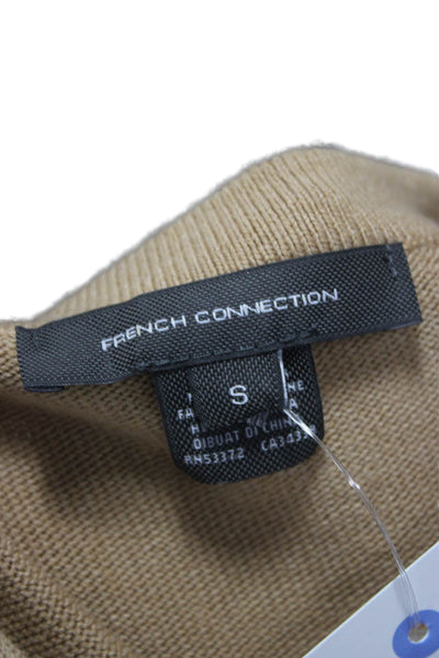French Connection Women Sweater Dress Beige Long Sleeve Crew Neck Midi Size S