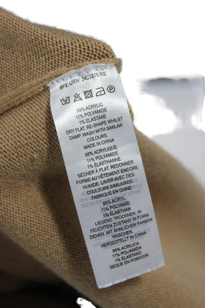 French Connection Women Sweater Dress Beige Long Sleeve Crew Neck Midi Size S