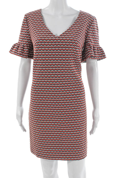 Trina Turk Womens Multicolor Geometric Shift Dress V-Neck Knee Length Size 6