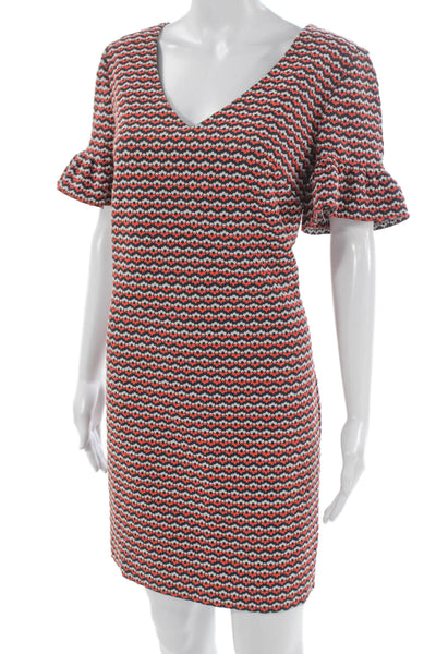 Trina Turk Womens Multicolor Geometric Shift Dress V-Neck Knee Length Size 6