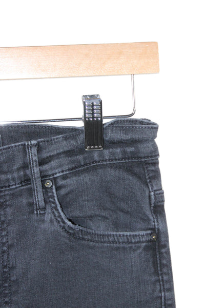 Mother Women Cropped Black Mid Rise Jeans Button Inseam 25 Size 28