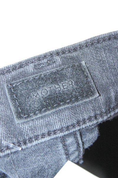 Mother Women Cropped Black Mid Rise Jeans Button Inseam 25 Size 28