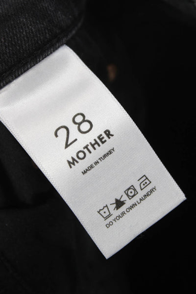 Mother Women Cropped Black Mid Rise Jeans Button Inseam 25 Size 28