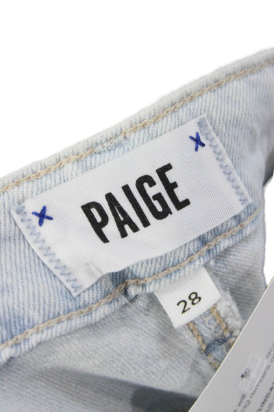 Paige Women Cropped Jeans Blue Mid Rise Cotton Blend Button Fly Size 28
