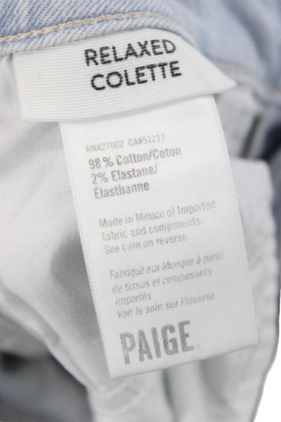 Paige Women Cropped Jeans Blue Mid Rise Cotton Blend Button Fly Size 28