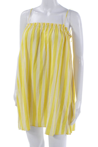 Show Me Your Mumu Women Yellow Cotton Sundress Square Neck Sleeveless Size M
