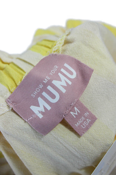 Show Me Your Mumu Women Yellow Cotton Sundress Square Neck Sleeveless Size M