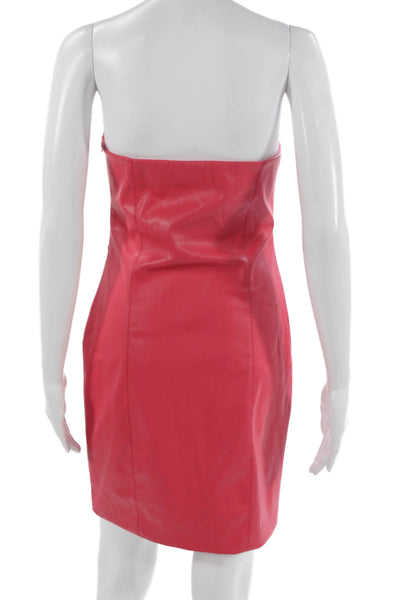 LBLC Women Pink Strapless Mini Dress Polyurethane Zip Solid Spring Size M