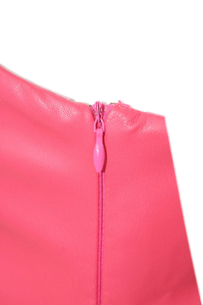 LBLC Women Pink Strapless Mini Dress Polyurethane Zip Solid Spring Size M