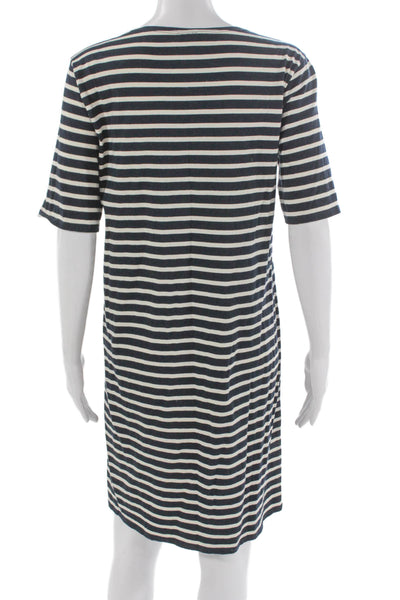 Kule Women Blue Striped T-Shirt Dress Short Sleeve Cotton Nautical Size M