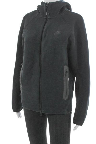 Nike Unisex Adults Black Cotton Hooded Full Zip Hoodie Size S
