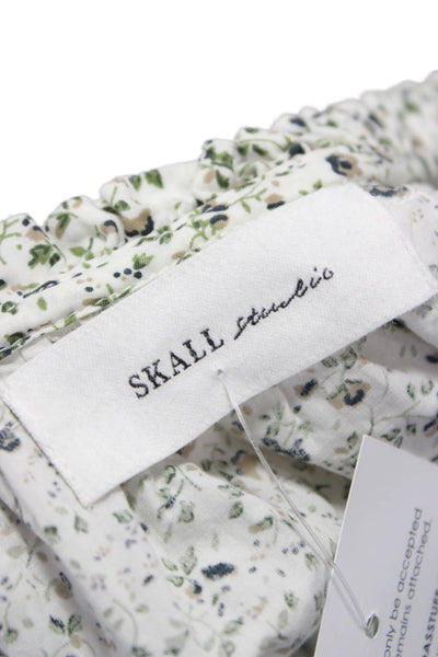 Skall Women Basic Floral Organic Cotton 3/4 Sleeve Button Blouse Size 32
