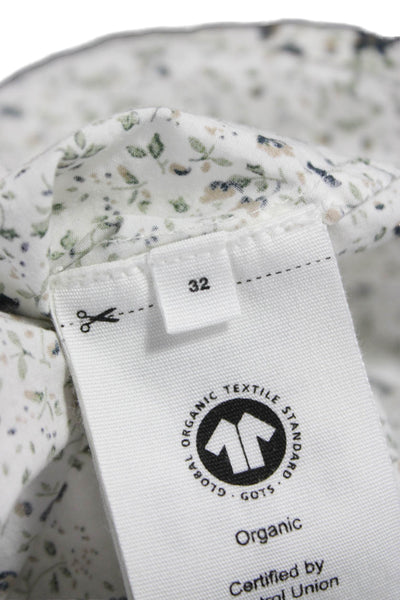 Skall Women Basic Floral Organic Cotton 3/4 Sleeve Button Blouse Size 32