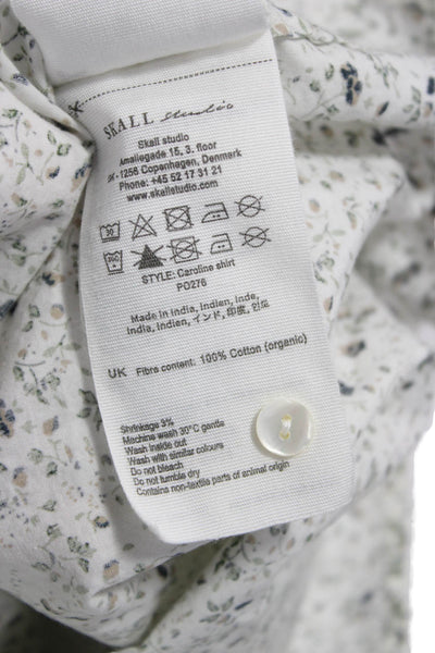 Skall Women Basic Floral Organic Cotton 3/4 Sleeve Button Blouse Size 32
