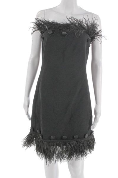 David Koma Womens Off Shoulder Mini Dress Black Zip Sleeveless Acetate Size S