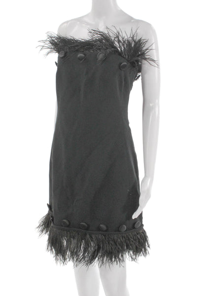 David Koma Womens Off Shoulder Mini Dress Black Zip Sleeveless Acetate Size S