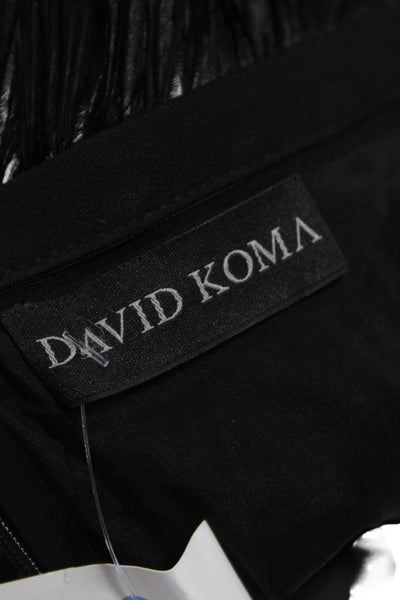 David Koma Womens Off Shoulder Mini Dress Black Zip Sleeveless Acetate Size S