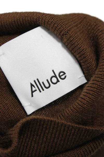 Allude Womens Cashmere Turtleneck Pullover Sweater Brown 3/4 Sleeve Size S