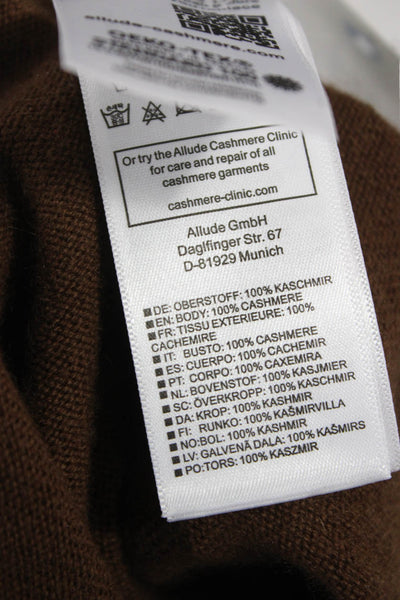 Allude Womens Cashmere Turtleneck Pullover Sweater Brown 3/4 Sleeve Size S
