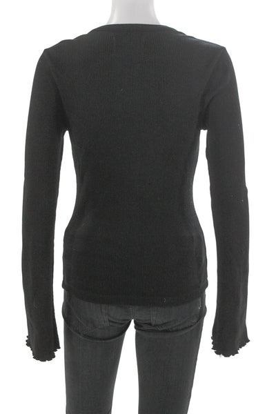 Citizens of Humanity Womens Basic V-Neck Black Long Sleeve T-Shirt Size S