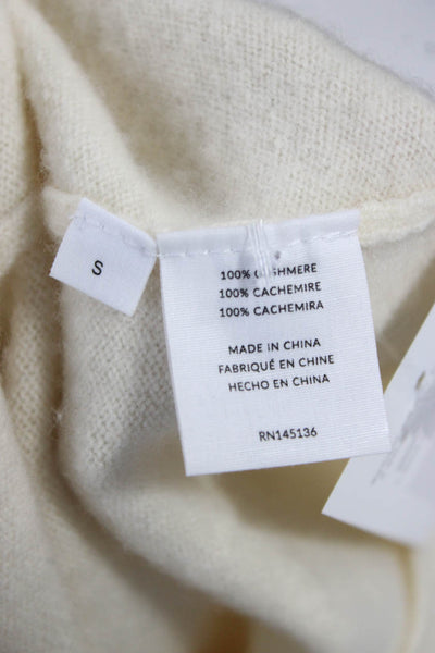 Naadam Womens Ivory Cashmere Collared Short Sleeve Pullover Sweater Size S