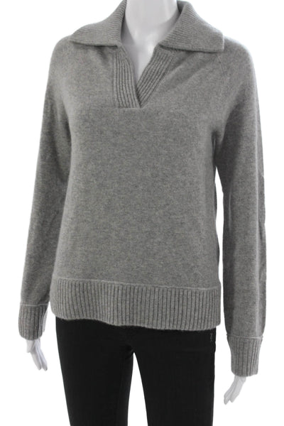 Madeleine Thompson Womens Cashmere Collared Pullover Gray Long Sleeve Size S