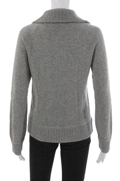 Madeleine Thompson Womens Cashmere Collared Pullover Gray Long Sleeve Size S