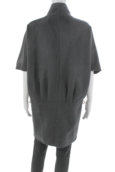 Hotel Particulier Womens Felted Wool Coat Cape Gray Zip Short Sleeve Size M