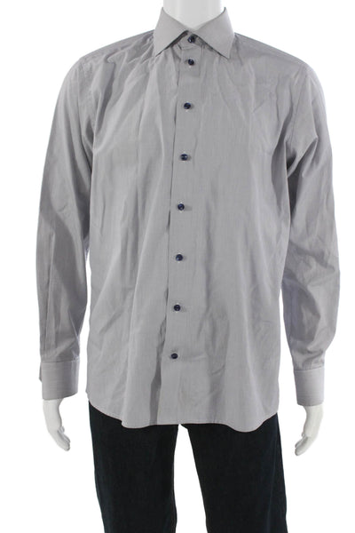 Eton Men's Long Sleeves Button Down Shirt Blue Size 25.5