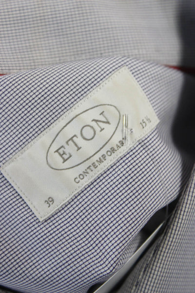 Eton Men's Long Sleeves Button Down Shirt Blue Size 25.5
