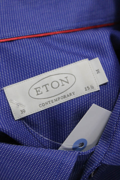 Eton Mens Purple Cotton Collared Button Long Sleeve Dress Shirt Size M