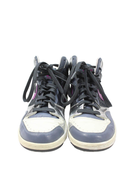 Nike Womens Metallic Panel Detail High Top Sneakers Silver Size 8.5