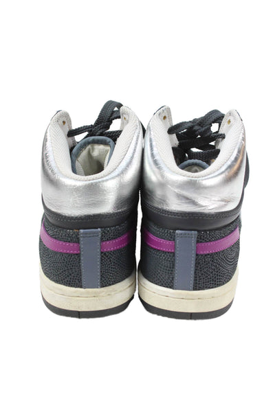Nike Womens Metallic Panel Detail High Top Sneakers Silver Size 8.5