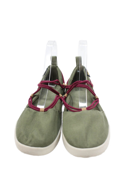 Teva Womens Strappy Elastic Lace Flats Green Size 8