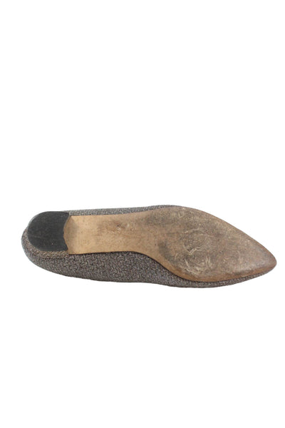 Manolo Blahnik Womens Metallic Pointed Toe Flats Silver Size 10.5