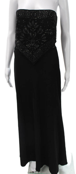 Tadashi Women Black Sleeveless Square Neck Gown Full-Length Poly Blend Size 4