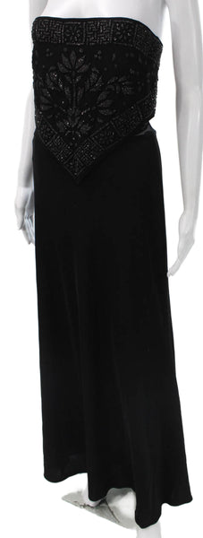Tadashi Women Black Sleeveless Square Neck Gown Full-Length Poly Blend Size 4